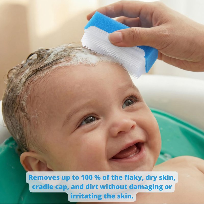 Cradle Cap Brush for Babies - Baby Sponge for Bathing Newborn Bath Essentials | Cradle Cap Treatment | Baby Bath Sponges for Newborns (5-Pack)