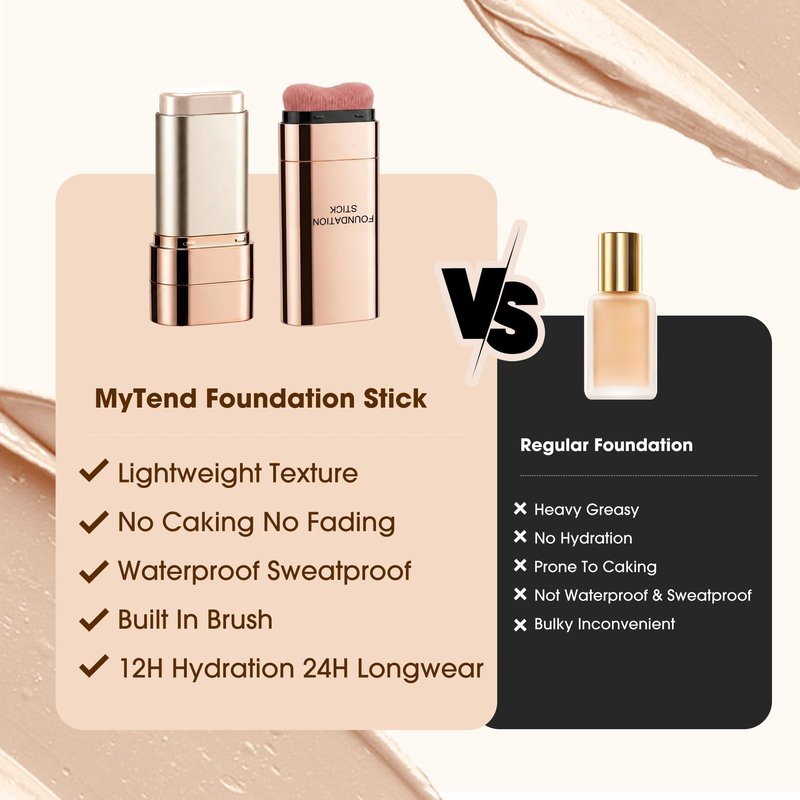 Foundation Stick, Luminous Dual-Ended Concealer Full Coverage, 2 in 1 Long-Lasting Contouring Foundation with Brush, Waterproof Korean Foundation Contour Stick Skin Friendly for Face Makeup, 01 IVORY