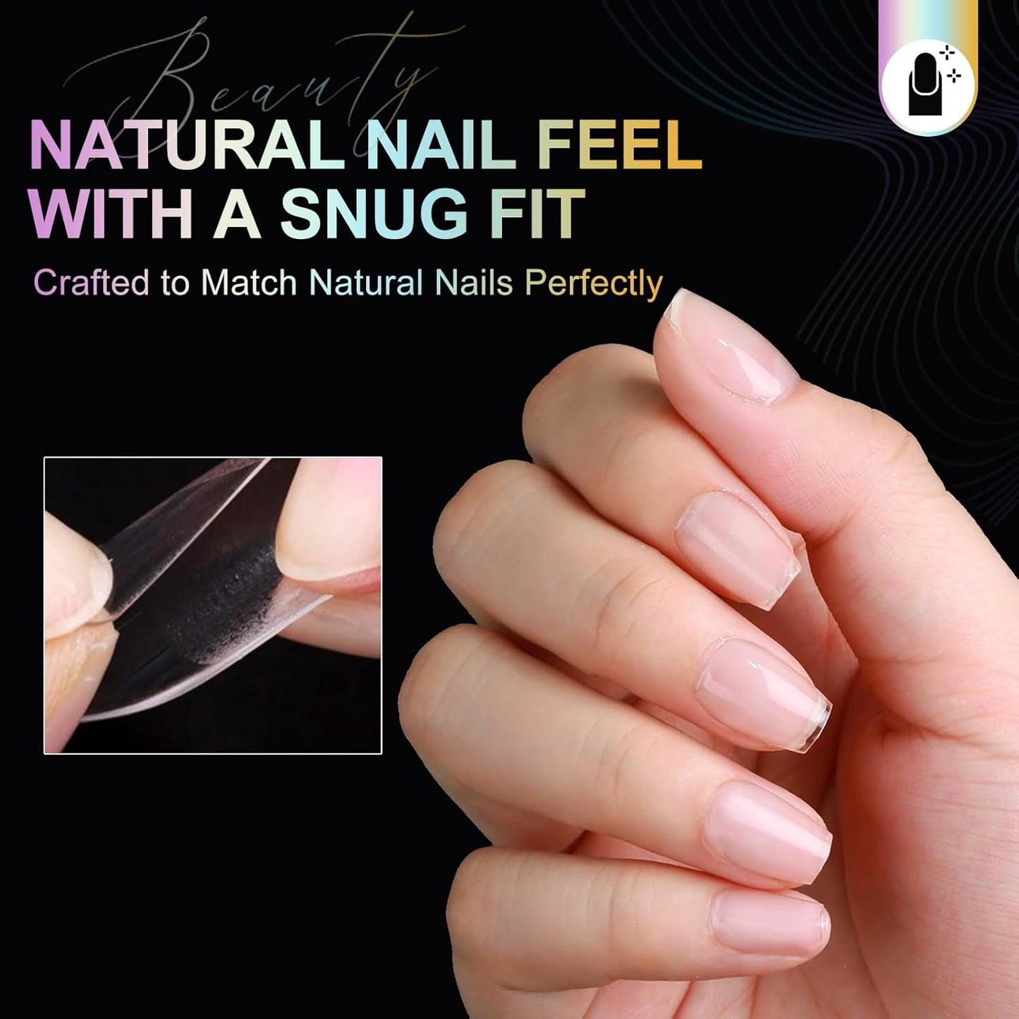 Skiennix Short Coffin Nail Tips - 240Pcs Soft Gel Pre-Shaped Nails | 12 Sizes for Home & Salon Use