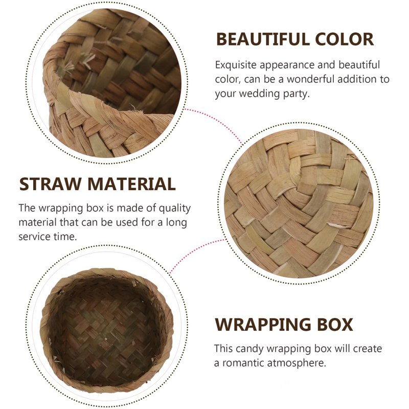 20-Pack Mini Straw Woven Basket Party Favor Boxes, Rustic Small Candy Container for Wedding, Boho Table Decor, Treat and Lipstick Packaging