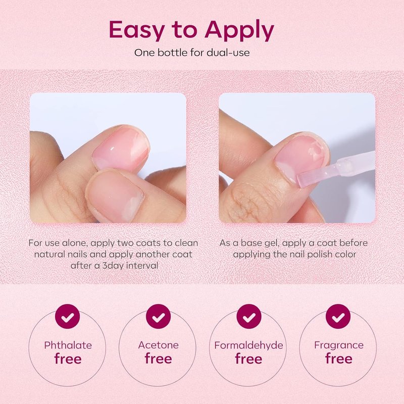 Modelones Nail Strengthener for Thin Nails and Growth, Treatment Repair Damaged Nails, Hardener Extra Strong Nail Care Quick Dry Base Coat Nail Polish, 0.5 oz, 1-Pack