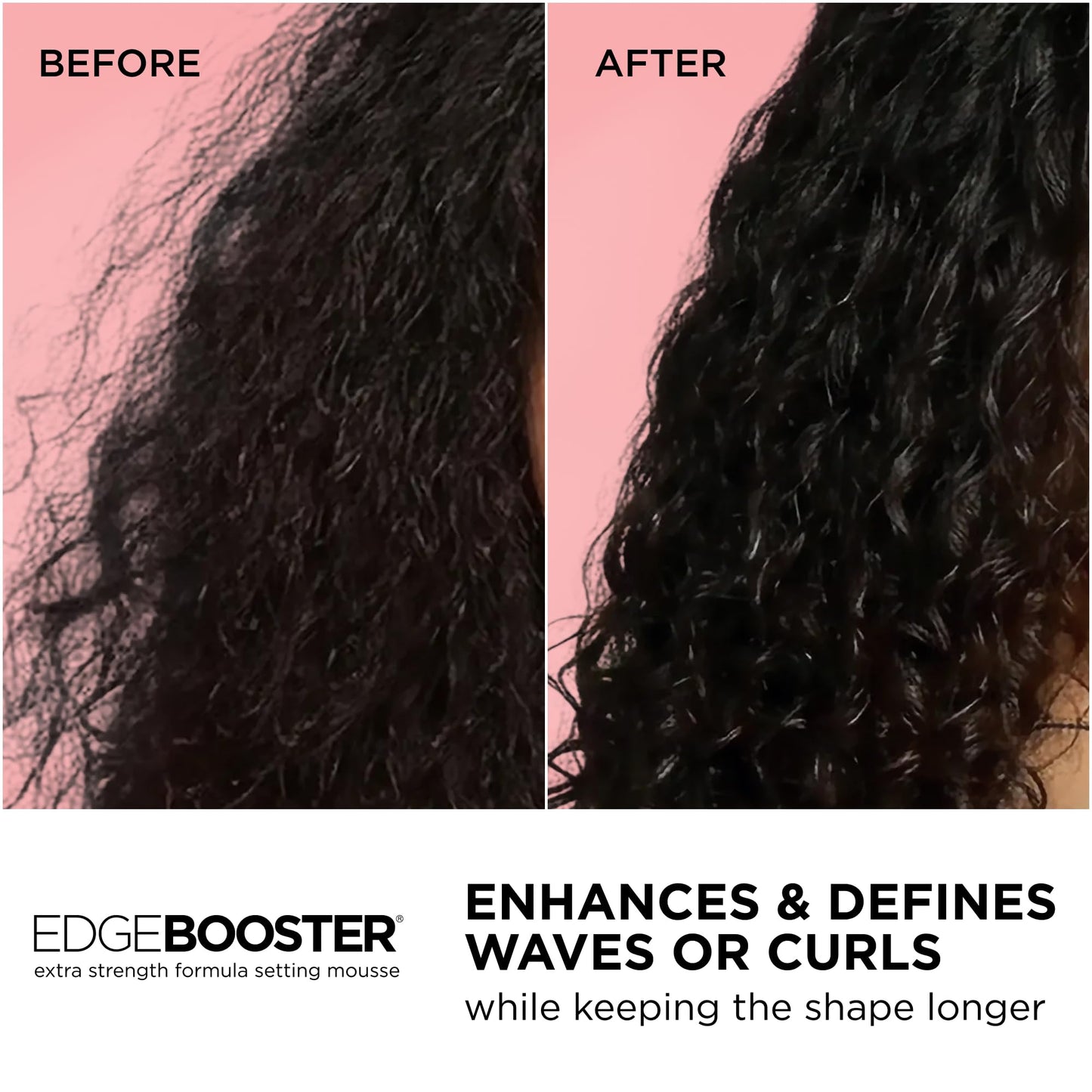 Style Factor EDGE BOOSTER Extra Strength Setting Mousse Travel Size – Frizz Control, Extra Volume, and Conditioning – 2.5oz Pink Beryl Mousse for Curly Hair