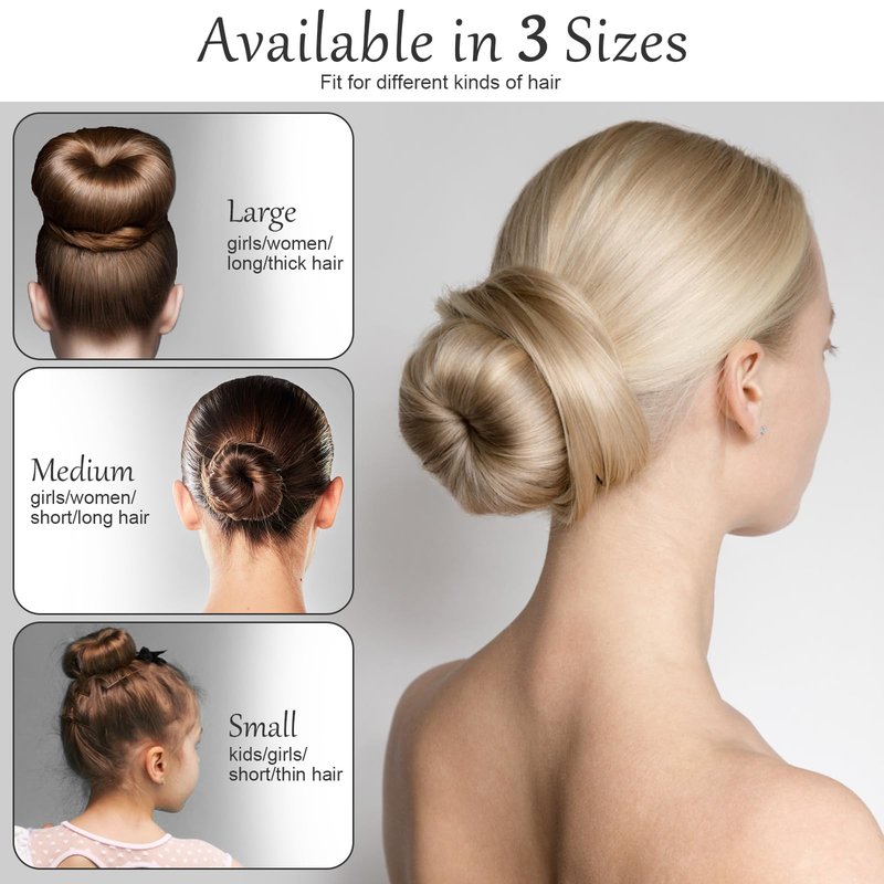 HOFASON Hair Bun Maker Donut Kit - 24 Pcs Mini Doughnut Shapers for Short & Thin Buns, Ballet Style Hair Accessories, Size S/2.36 In, Brown