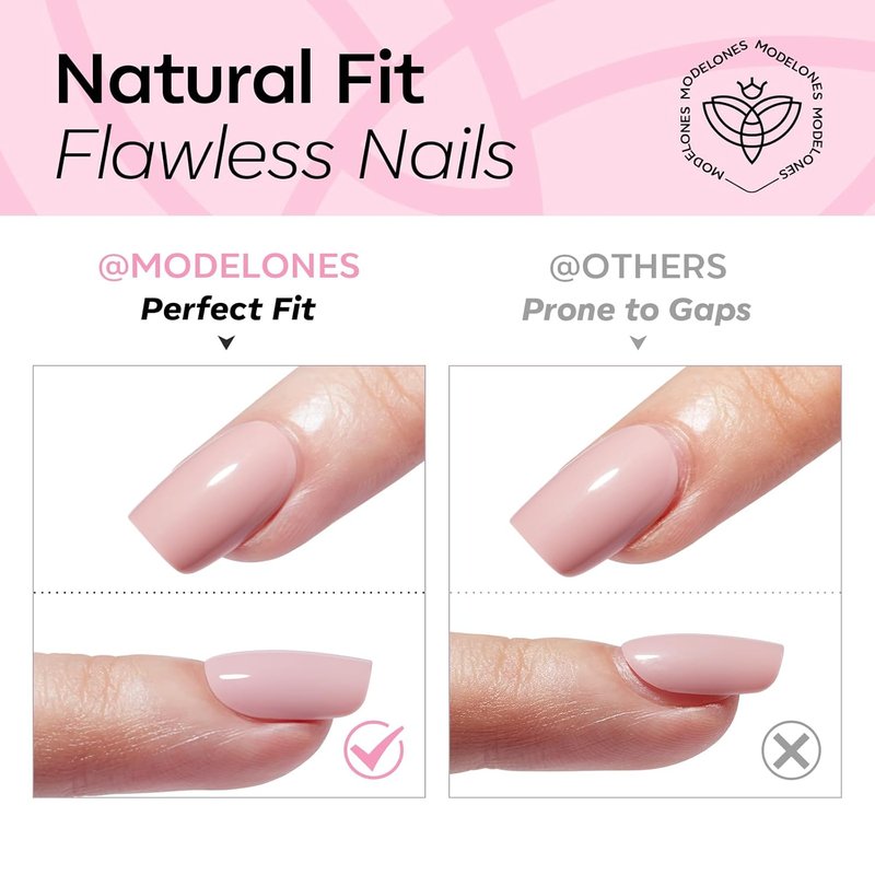 modelones Baby Pink Short Press on Nails, Oval Fake Nails Kit Press Ons with Nail Glue, Adhesive Tabs, Nail File, Prep Pad, Manicure Stick, 32Pcs 16 Sizes, Spring Women Girl Gift
