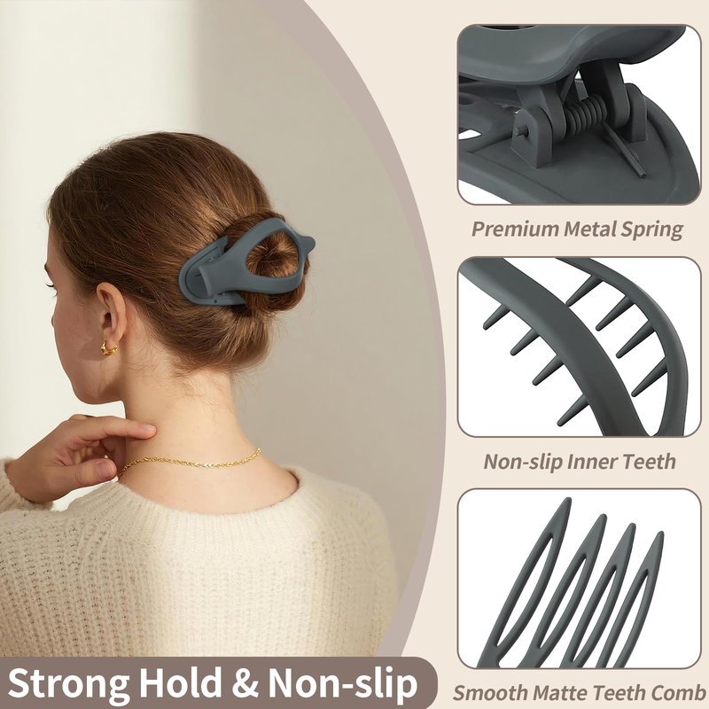 9 Pack Flat Hair Clips for Women, Matte Claw Clips for Thick & Thin Hair (Multicolor)
