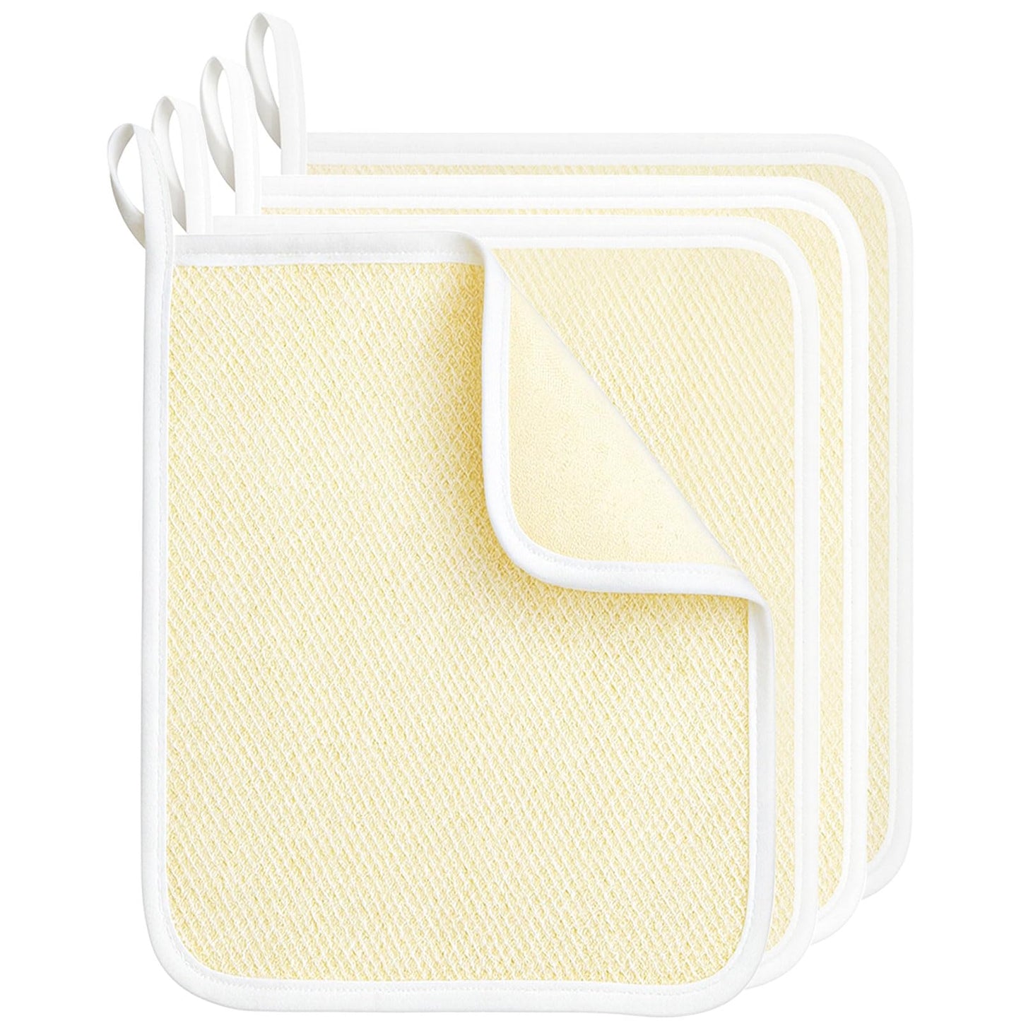 Brvlsoc 4PCS Exfoliating Bath Towels – Dual-Texture Face & Body Washcloths for Scrub, Massage & Skincare, Quick-Dry Shower Cloths for Men & Women