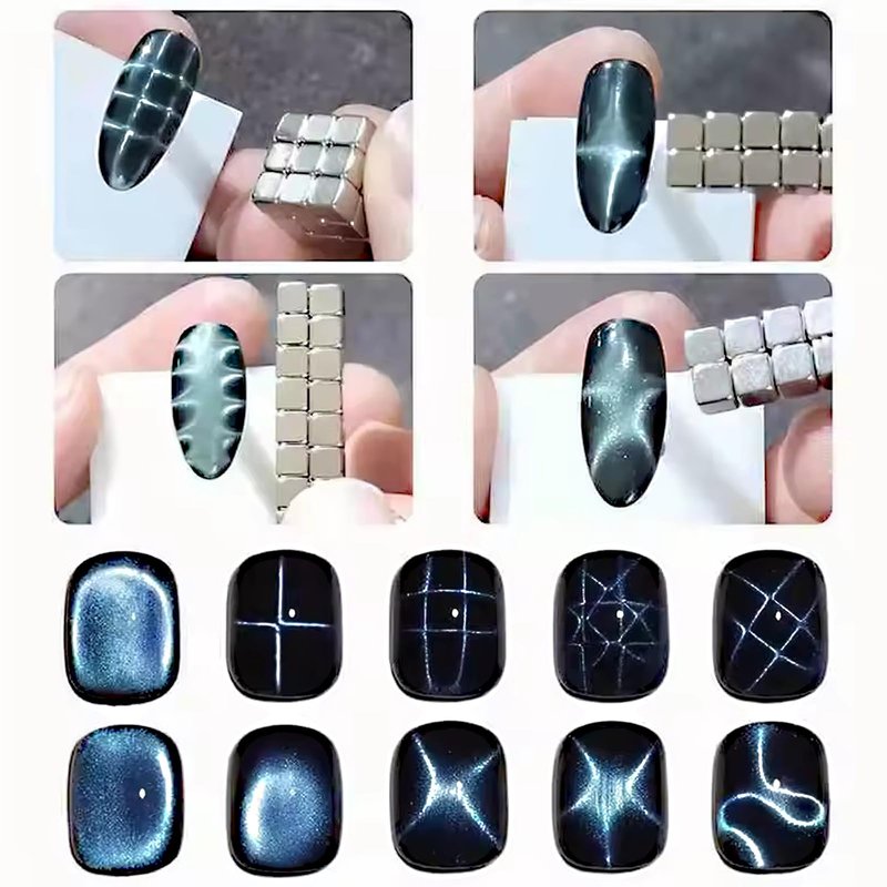DANNEASY 54PCS Cat Eye Nail Magnet Set, Cat Eye Gel Nail Polish Magnet for Nails, 3-IN-1 Magnets for Cat Eye Gel Polish, Cat Eye Magnets Sticks Nail Design Tools Nail Art Accessories