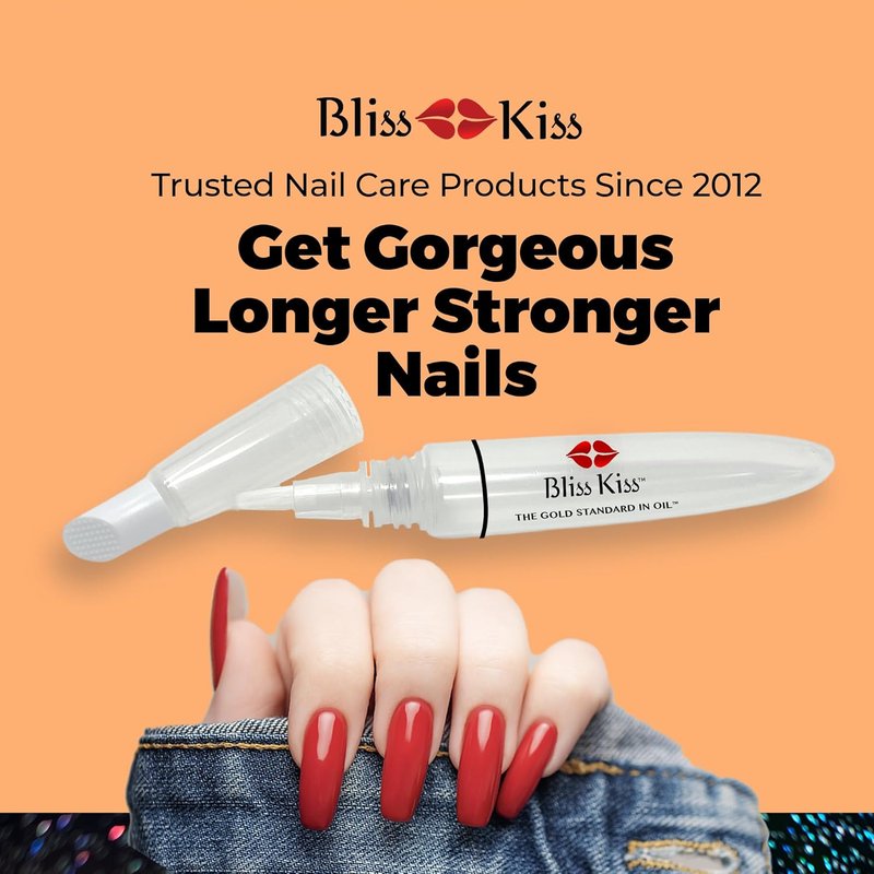 Bliss Kiss Refillable Cuticle Oil Pen - 8 ml Nail Oil with Soft Brush Applicator & Cuticle Pusher