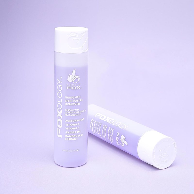 Foxology Nail Polish Remover - Acetone-Free Formula with Vitamin A & E, Jojoba Oil | Grape Scent, 6 fl oz