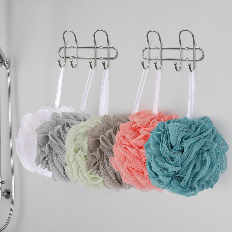 BTYMS 75g/Pc Large Loofah Bath Sponge, XL Exfoliating Puffs Shower Scrunchies Mesh Pouf for Body - Pack of 6