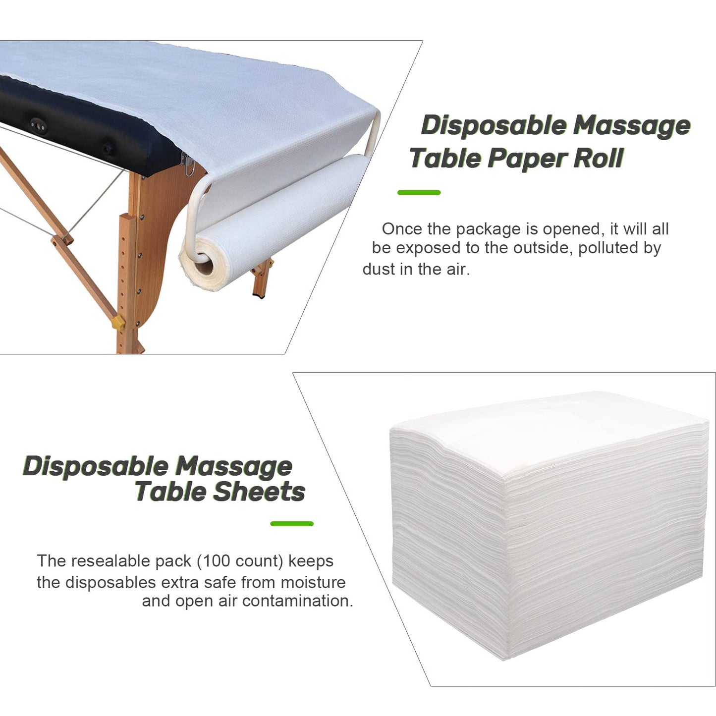 Tvvcalk 100pcs Massage Table Sheets, Disposable Bed Sheets Soft Non woven Fabric Spa Bed Sheets Breathable For Massage Beauty Salon Eyelash Wax Tattoo Bed Covers, 31" x 71" White