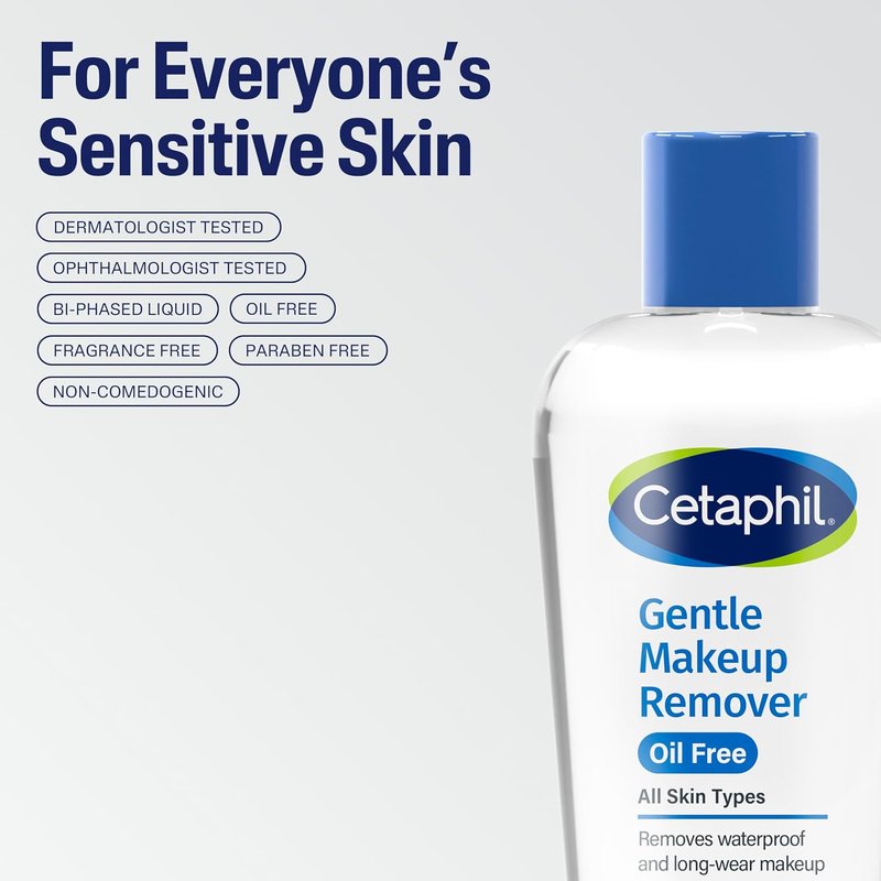 Cetaphil Gentle Waterproof Makeup Remover - Oil-Free Formula for Sensitive Skin | 6 Fl Oz