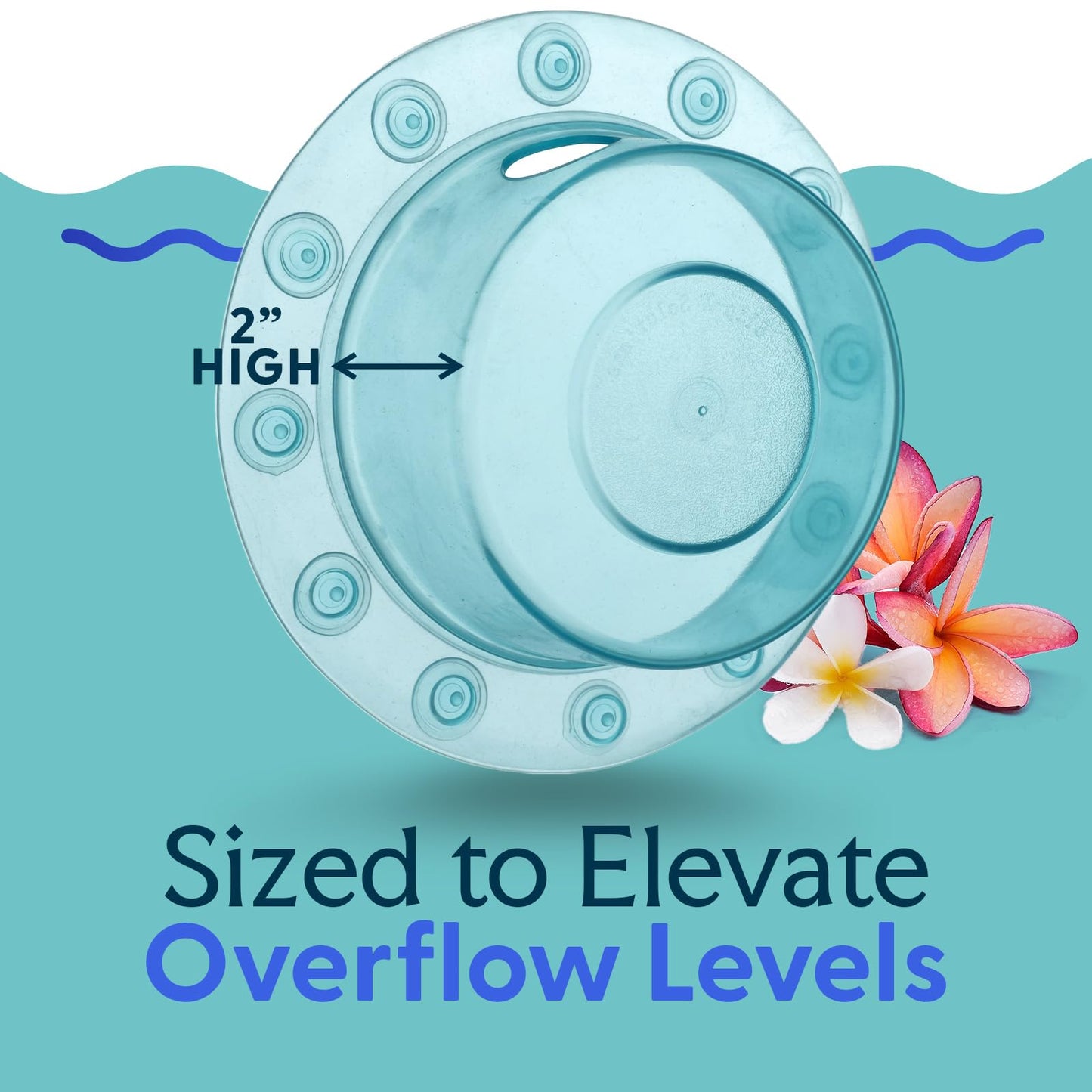 SlipX Solutions Bottomless Bath, Essential Overflow Drain Cover for Bathtub, Best Bath Accessories for Women, Adds Inches of Water to Your Tub for Deeper Soak, 4" Diameter, Aqua