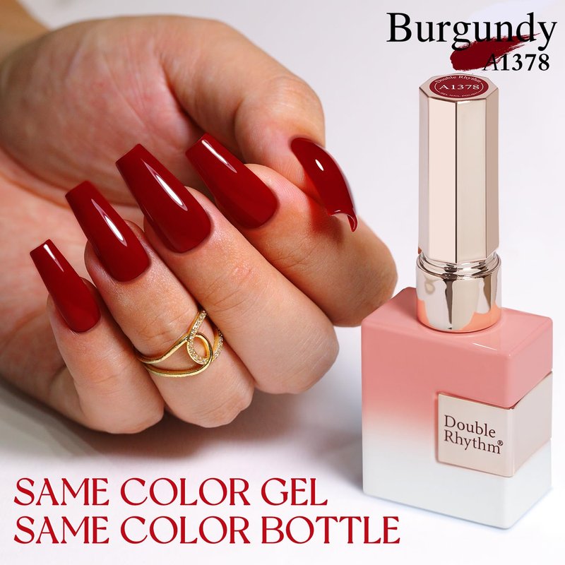 Double Rhythm 15ML Dark Red Gel Polish Pure Sheer Same Color Same Bottle Soak Off Gel Polish Art Manicure Salon DIY at Home for Women (Blood Red-A1378)