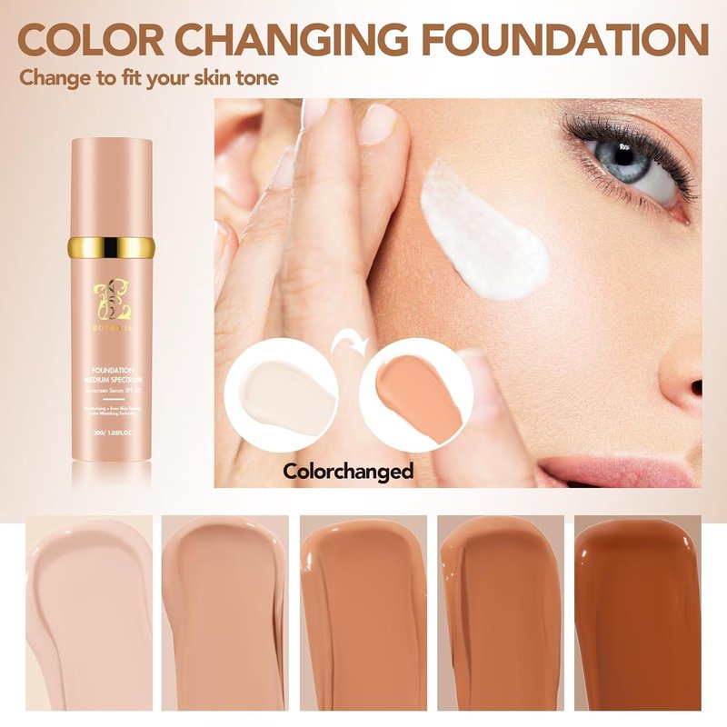 Match Cosmetics Foundation - 4-in-1 Medium Spectrum Liquid Makeup with SPF 50+ | Lightweight, Longwearing & Waterproof (2 Pack)