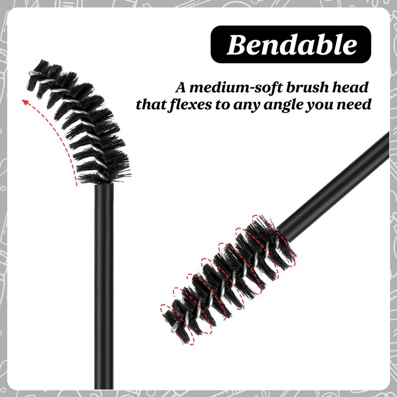 EWVVSS 600-Pcs Mascara Wands Disposable Eyelash Brush with Container Spoolies for Eyebrows Extensions(Black)