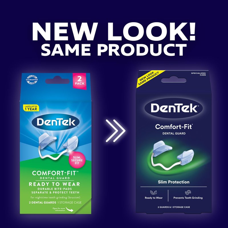DenTek Comfort-Fit Dental Guard, Mouth Guard for Grinding Teeth at Night, Pack of 2 Guards & 1 Storage Case