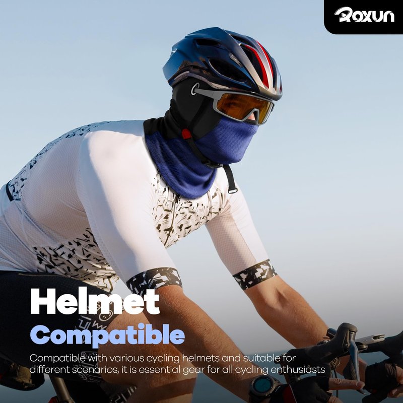 ROXUN Balaclava Cycling Face Mask, Summer Cooling Ice Silk Mesh Moto Sun Protection Ski for Men Women Black
