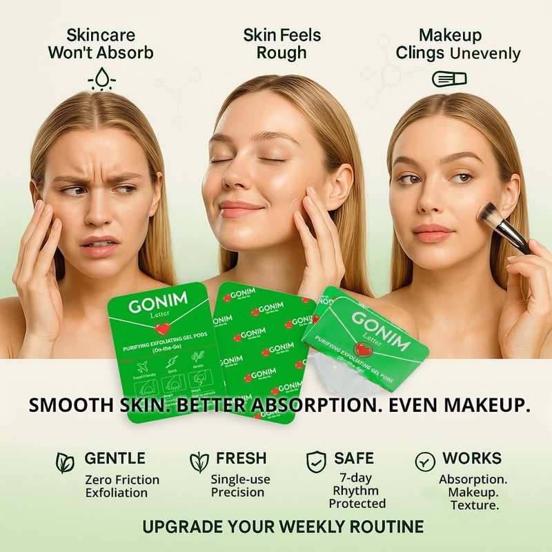 GONIM Exfoliating Facial Cleanser with Hyaluronic Acid, Exfoliating Face Wash, Oil-Free Gentle Face Exfoliator Pore Cleaner, Non-Comedogenic Face Scrub Peeling Gel, Weekly Dead Skin Remover, 15count
