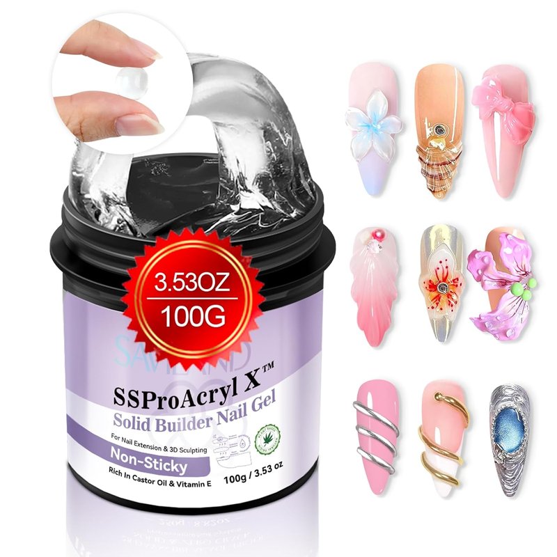 SAVILAND Solid Builder Nail Gel - Non-Sticky Sculpting Gel for Nail Art | 100g 3D Hard Gel with Castor Oil