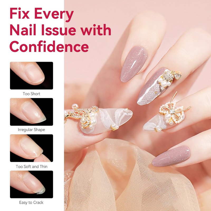 Almond Nail Tips - 500pcs Medium Pre-Buffed Full Cover Clear Press-On Nails | 10 Sizes for DIY Nail Art