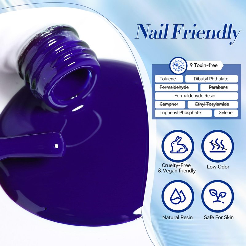 Born Pretty Blue Gel Nail Polish Set 6 Colors Spring Summer Light Baby Royal Blue Reflective Glitter Gel Polish Soak Off Nail Art Manicure DIY Design Home and Salon Holiday Gift