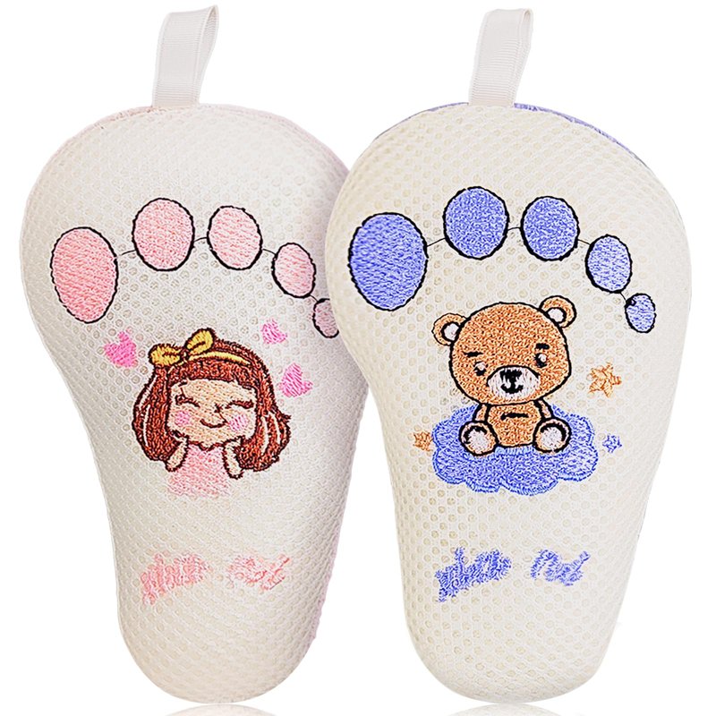 Baby and Kids Bath Sponge (2 Pack) Cute Foot-Shaped Child & Toddler Bath Exfoliating Body Scrubber luffa Sponge.Bath Sponge Specially Designed for Infants, Women, Boys, and Girls