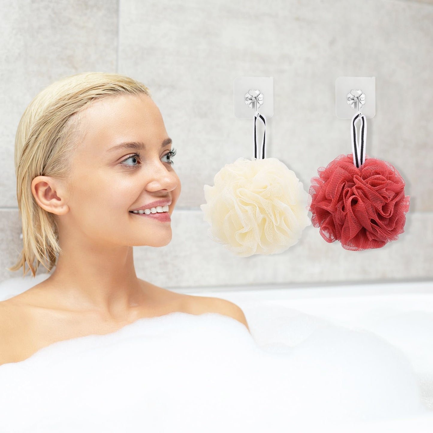 4 Pack Bath Sponge, Bath Shower Loofahs Mesh Pouf Sponge Body Scrubber Exfoliator Scrubber - 50g/Piece