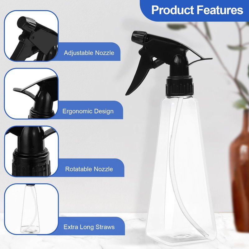 KREMORV Spray Bottles 12oz/350ml Empty Spray Bottles Refillable Mister Bottle with Multicolor for Cleaning, Plants, Hair, Cooking