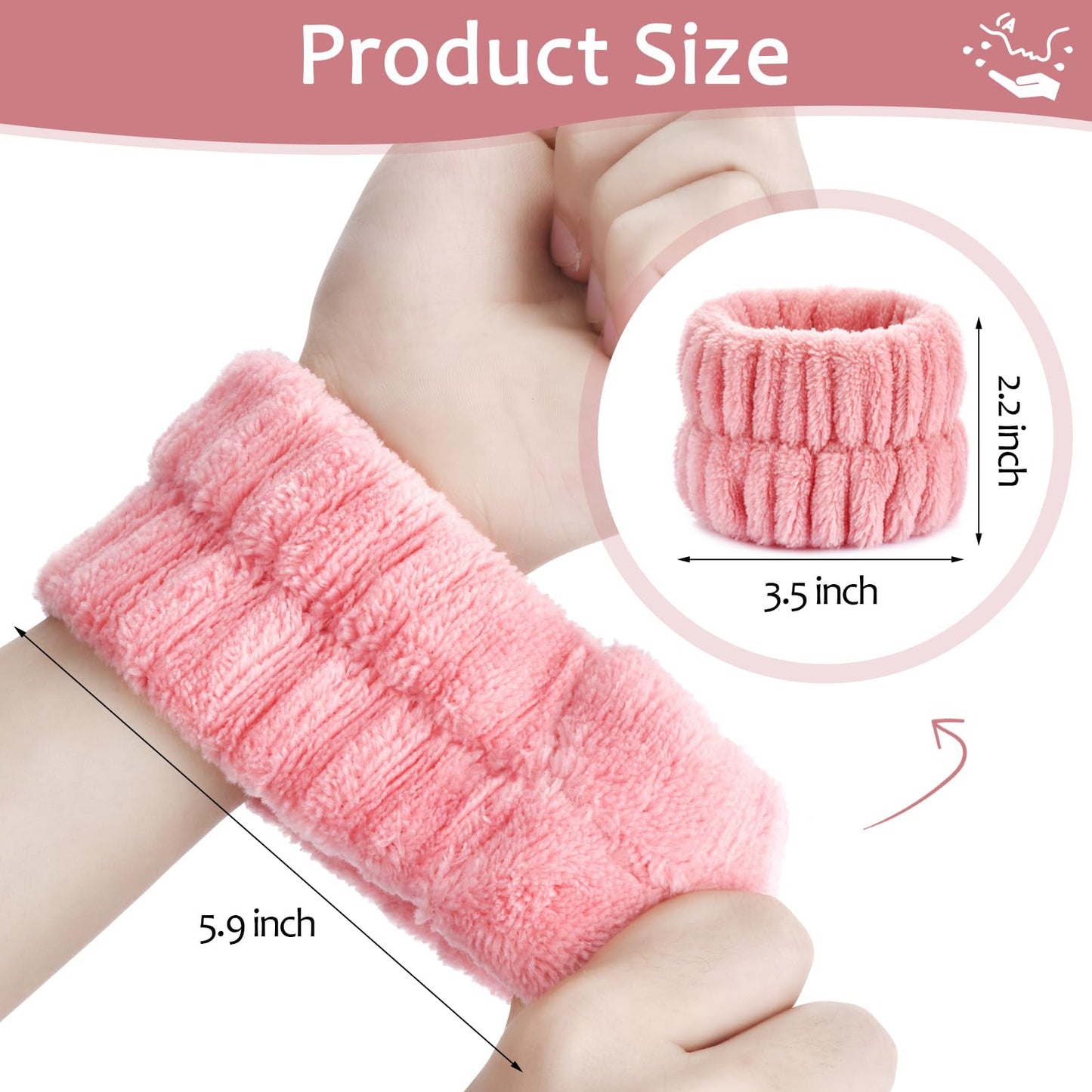 Wykodra 6pcs Wrist Bands for Washing Face, Absorbent Face Wash Wristbands, Arm Water Guards, Microfiber Spa Wash Band for Girls Prevent Water from Spilling Down Your Arms