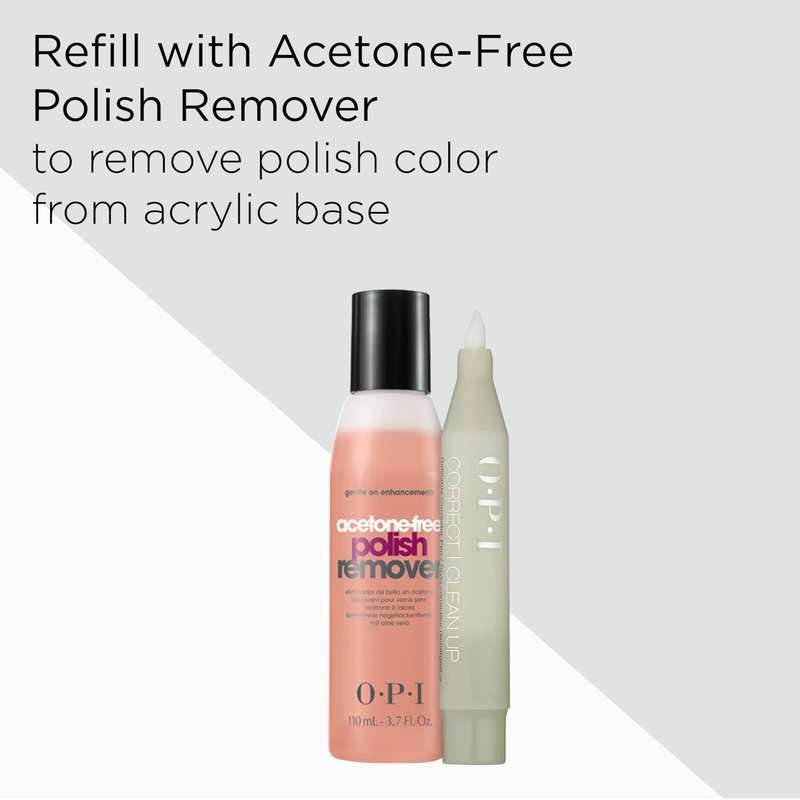 OPI Correct Clean Up | Refillable Nail Polish Remover Corrector Pen | Gentle & Non-Drying Formula | Includes Replacement Tip | 0.13 fl oz