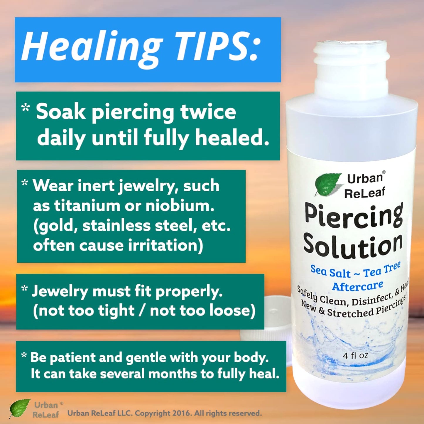 Urban ReLeaf Piercing Solution, Sea Salts & Tea Tree Aftercare, 4 oz