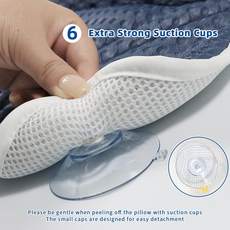 Bath Pillow, Bath Pillows for Tub Neck and Back Support, Bathtub Pillows for Head and Neck with 6 Strong Non-Slip Suction Cups, 4D Air Mesh, Bath Accessories Spa Gifts for Women(Blue)
