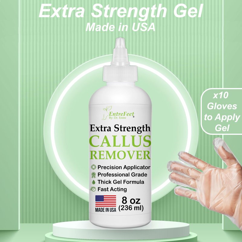 Dr. Entre's Callus Remover Gel Kit for Feet: Foot File, Pumice Stone, 5 Glove Pairs for Gel Application, Spa Kit, Foot Care, Pedicure Tools, Scrubber, 8oz