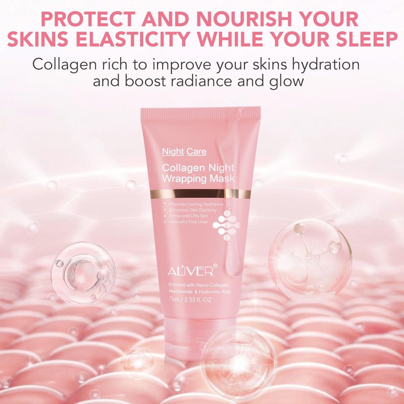 O.SECERT Collagen Overnight Wrapping Peel off Face Mask, Collagen Night Wrapping Mask, Elasticity & Hydration for Glass Skin, Reduce Fine Lines & Dullness, Anti-Aging Korean Skin Care