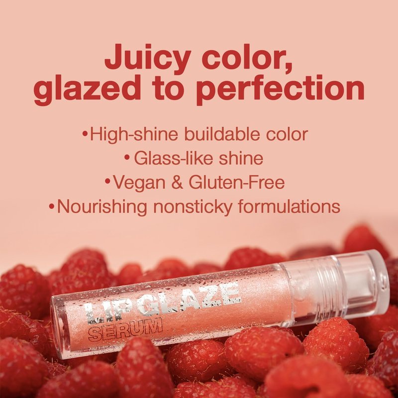 Palladio Lip Glaze Serum - Hydrating Lip Gloss with Peptides & Hyaluronic Acid for Plump, Smooth Lips | Vegan, High-Shine (Blush Brulee)