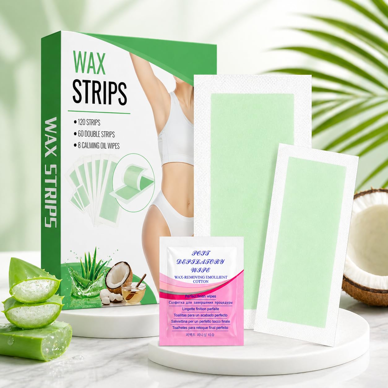 Wax Strips Body Hair Removal 120 Strips Bikini Waxing Strips Dual Sides Brazilian Wax Strip Arms Legs Underarm Back Ready to Use Waxing Kit for Women Men Face