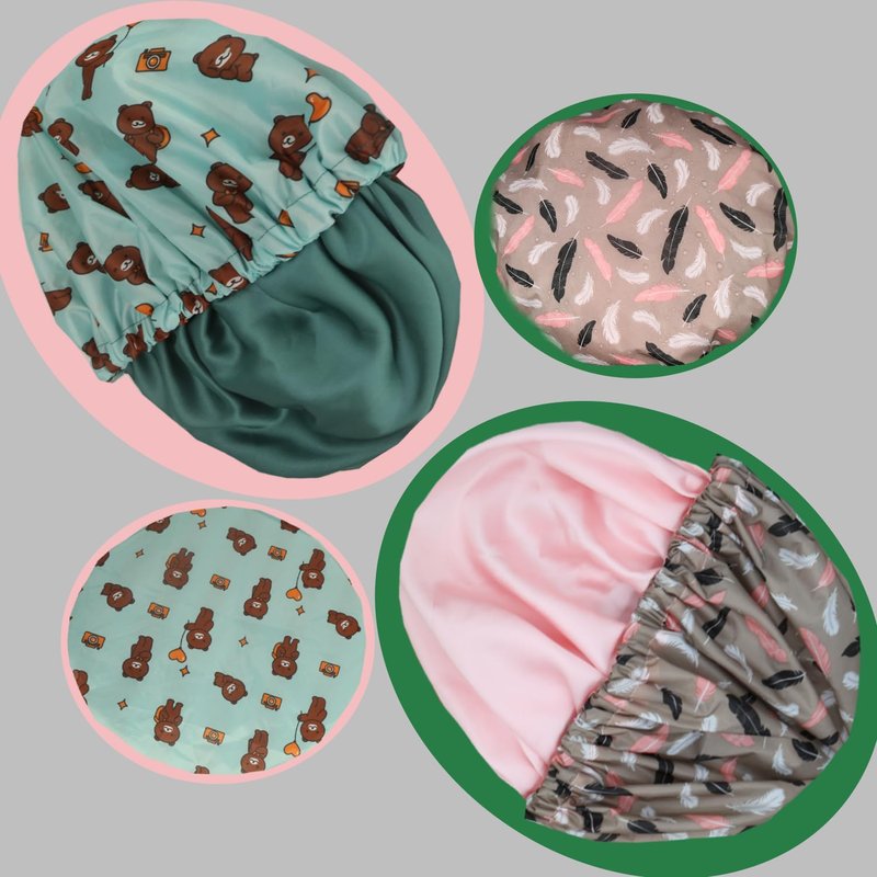 2Pcs Genergy Shower Cap Waterproof, Adjustable Shower Cap for Women Reusable, Luxury Extra Large Shower Caps, Extra Large &Double Layers &Reversible Satin Lined Bonnet(Pink+ Green flower)