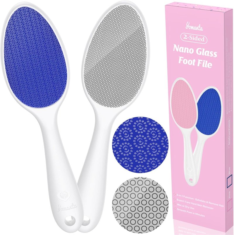 Nano Glass Foot File - 2-in-1 Callus Remover & Exfoliator | Gentle Pedicure Tool for Smooth Feet - Blue