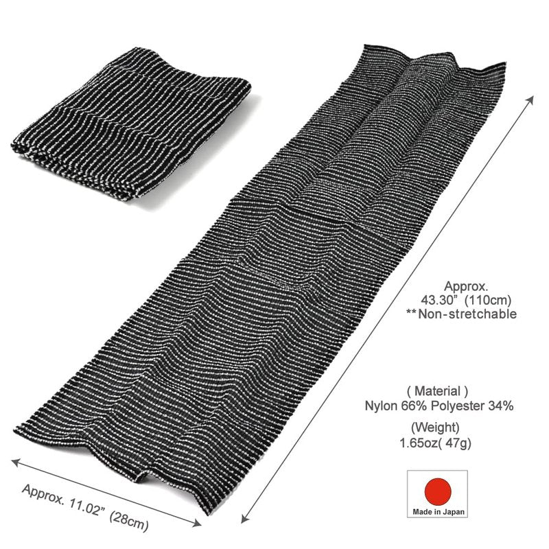 Exfoliating Washcloth [Made in Japan] Extra Long Exfoliating Towel Special Texture Makes Fluffy Foam Lather, Back Scrubber, Dead Skin Cell Remover, Loofah for Women and Men (Black)