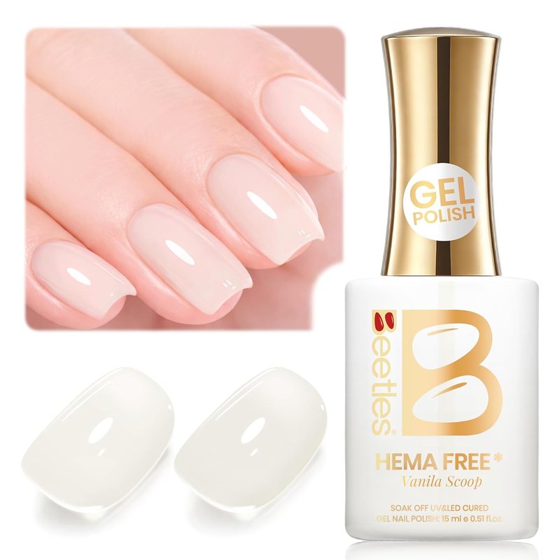 Beetles Vanilla Scoop Gel Nail Polish - Milky White 15ML | Neutral Jelly Base Color for DIY Manicure