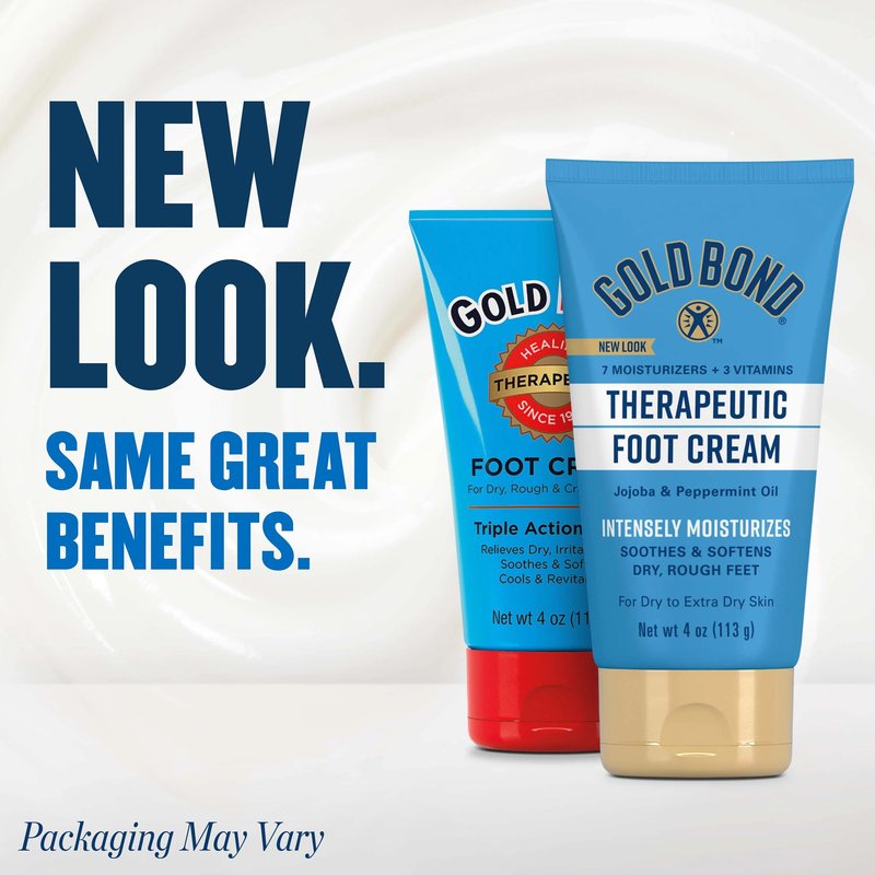 Gold Bond Therapeutic Foot Cream, 4 oz., With Jojoba & Peppermint Oil, Foot Moisturizer- pack of 1