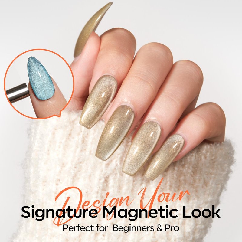 modelones Cat Eye Magnet Set, Heart Nail Art Tool Strong Magnetic Pen Double Head Round Magnets Stick Wand Diverse French Moon Floral Circle Cateye Effect DIY Professional Manicure Gift for Women