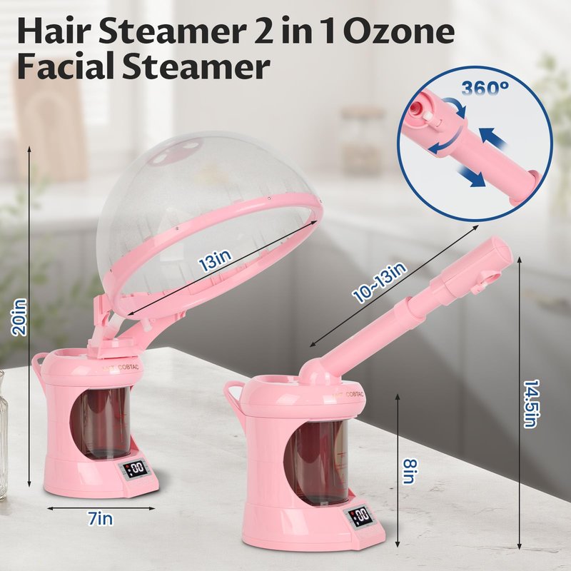 LKT COBTAC Hair Steamer 2 in 1 Hair and Facial Steamer,Design for Personal Use at Home or Small Salon Shops