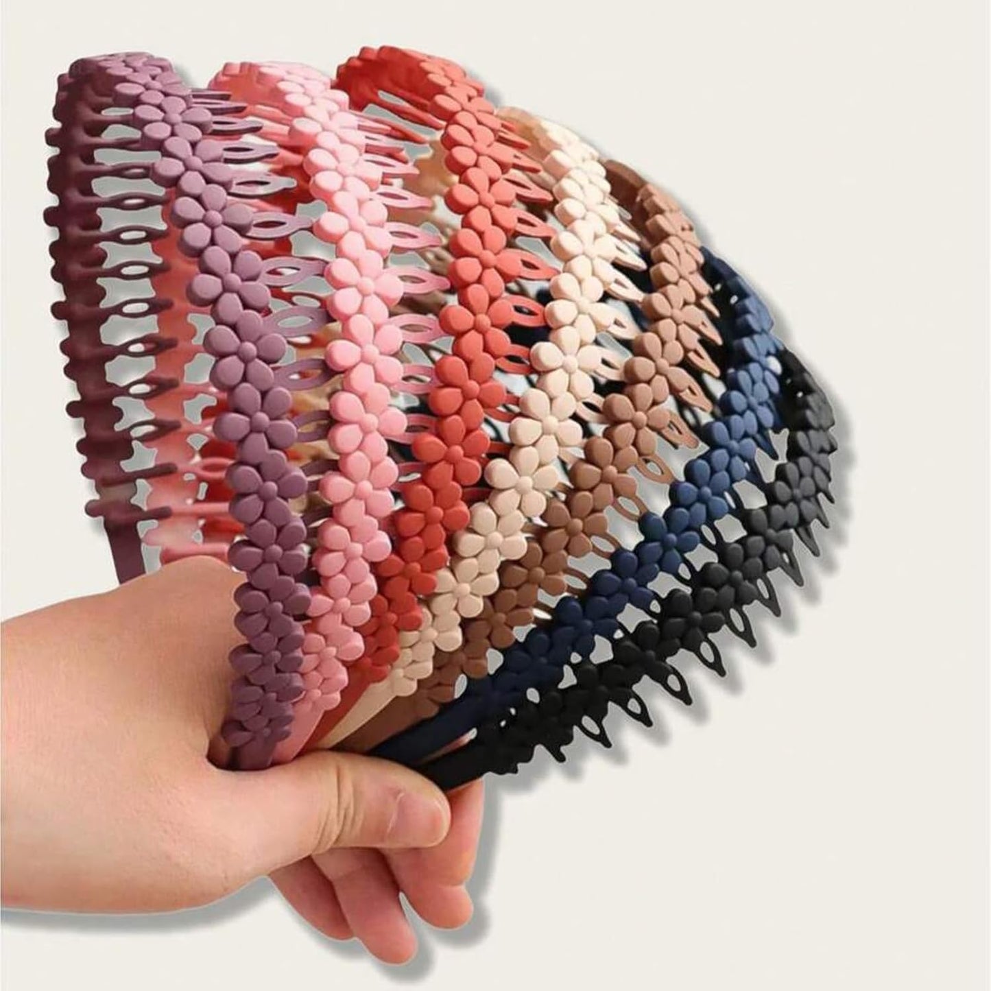 WOVOWOVO Flower Zig Zag Headbands - Non-Slip Floral Hair Accessories | 7-Pack for Women