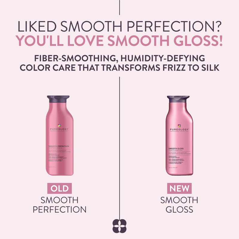 Pureology Smooth Gloss Shampoo - Sulfate-Free Shampoo For Frizz Control & Humidity Protection, Adds Hair Shine, For Frizz-Prone, Color-Treated Hair, Vegan, 1.7 Fl Oz