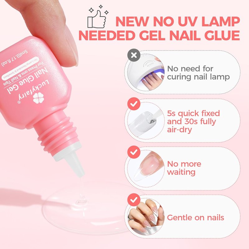 Skiennix Gel Nail Glue - Super Strong, Fast-Curing Formula | Travel-Size 5ml for Press-On & Acrylic Nails (3PCS)