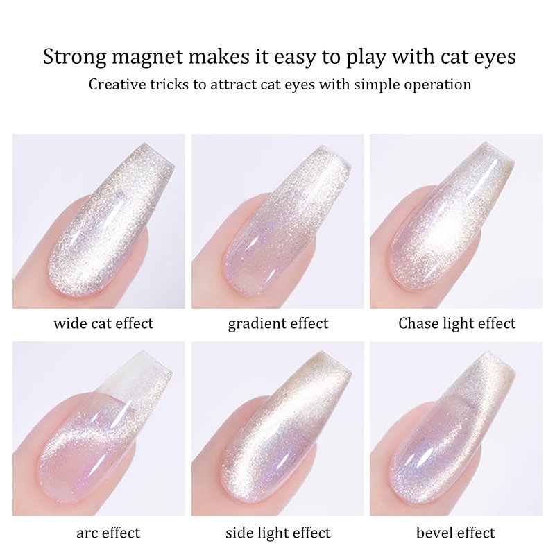 HYWWPFLAY 9Pcs Cat Eye Nail Magnet Tools Cat Eye Nail Polish Magnet Stick 3d Cat Eye Gel Nail Polish Magnetic Wood Multifunctional Strong Magnet for Nails Salon or DIY Nail Art Accessories