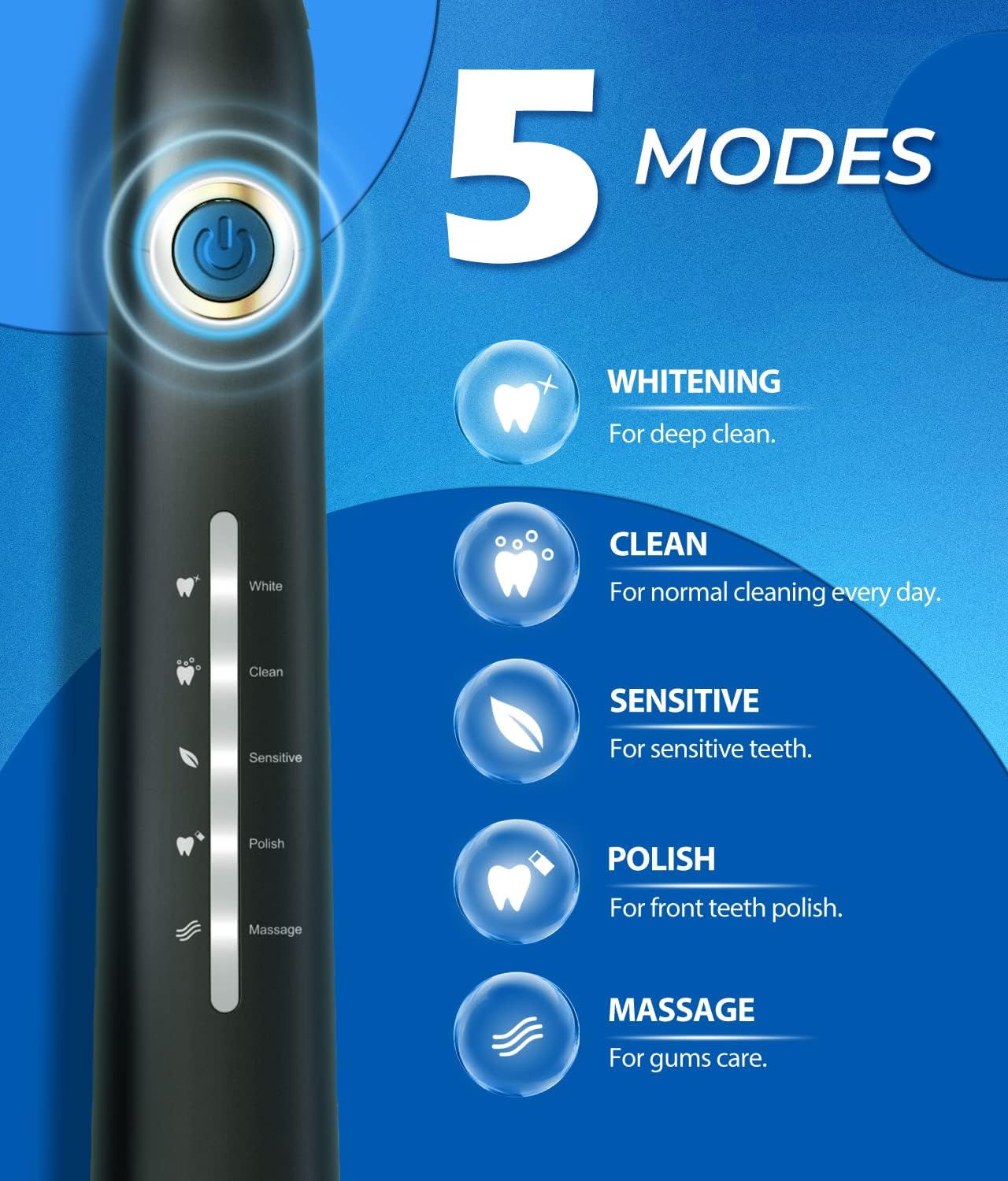 TEETHEORY Sonic Electric Toothbrush for Adults - 8 Brush Heads, 40000 VPM Deep Clean, 5 Modes, Rechargeable