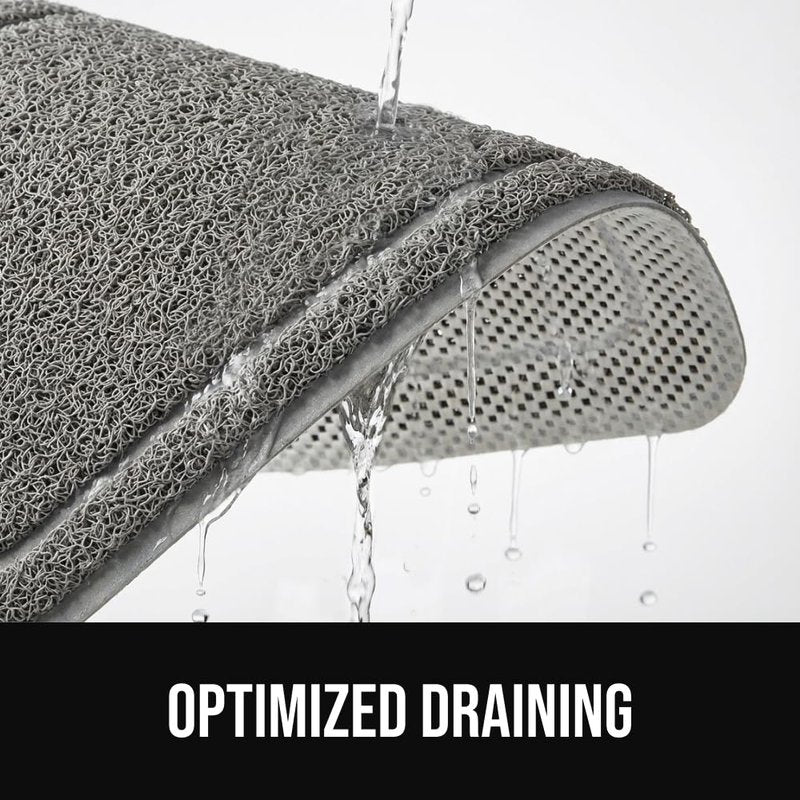 GORILLA GRIP Exfoliating Bath and Shower Mat, Textured Backing, 35x16 Soft Loofah-Style Foot Scrubber for Outside or Inside Bathtub, Quick Dry Easy Drainage Tub Floor Mats, Bathroom Essentials, Gray